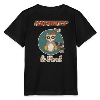 Unartiger und verwilderter Weihnachtswaschbär - Stanley/Stella Kinder T-Shirt MINI CREATOR  - Schwarz - Vorne - Mikhail (115cm)