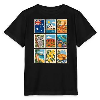 Australien Briefmarken - Stanley/Stella Kinder T-Shirt MINI CREATOR  - Schwarz - Vorne - Mikhail (115cm)