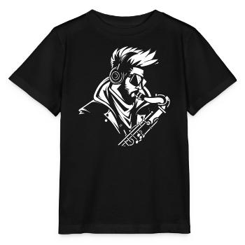 Saxophonist Skizze - Stanley/Stella Kinder T-Shirt MINI CREATOR  - Schwarz - Vorne - Mikhail (115cm)