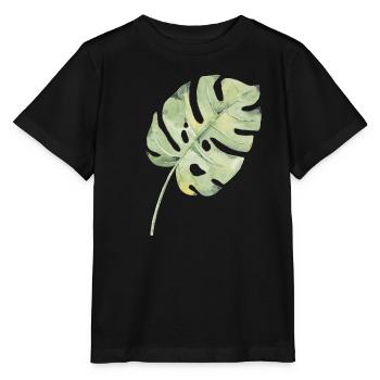 Monstera Blatt Aquarell Grün - Stanley/Stella Kinder T-Shirt MINI CREATOR  - Schwarz - Vorne - Mikhail (115cm)