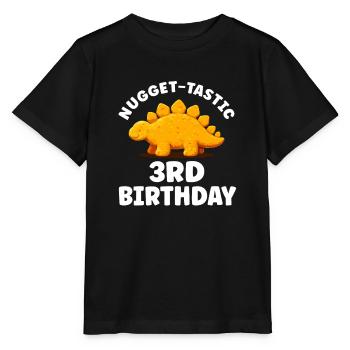 Nugget Tastic Kinder 3 Geburtstag Dinosaurier - Stanley/Stella Kinder T-Shirt MINI CREATOR  - Schwarz - Vorne - Mikhail (115cm)
