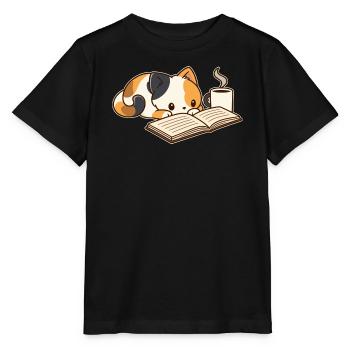 Lesepause mit Kaffee - Stanley/Stella Kinder T-Shirt MINI CREATOR  - Schwarz - Vorne - Mikhail (115cm)