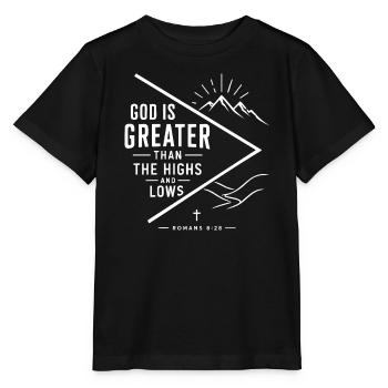 Römer 8,28 Christliches Bergentwurf - Stanley/Stella Kinder T-Shirt MINI CREATOR  - Schwarz - Vorne - Mikhail (115cm)