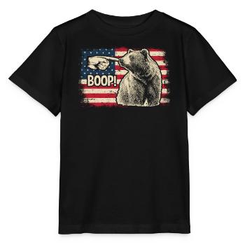 Funny Bear Boop The Snoot American Flag Patriotic - Stanley/Stella Kinder T-Shirt MINI CREATOR  - Schwarz - Vorne - Mikhail (115cm)