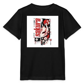 Streetwear Design "Sakura Kitsune" - Stanley/Stella Kinder T-Shirt MINI CREATOR  - Schwarz - Vorne - Mikhail (115cm)