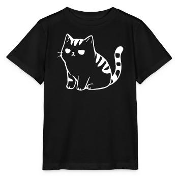 Lustige Katze Minimalistisches Katzen Geschenk  - Stanley/Stella Kinder T-Shirt MINI CREATOR  - Schwarz - Vorne - Mikhail (115cm)