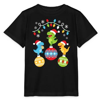 Süße Weihnachts Dinosaurier - Stanley/Stella Kinder T-Shirt MINI CREATOR  - Schwarz - Vorne - Mikhail (115cm)