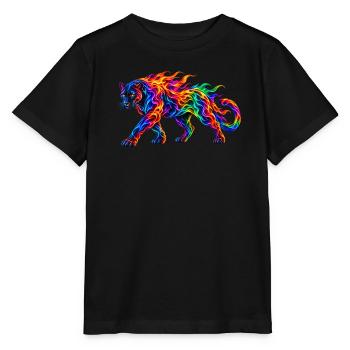 Regenbogen-Brennende Panther - Stanley/Stella Kinder T-Shirt MINI CREATOR  - Schwarz - Vorne - Mikhail (115cm)