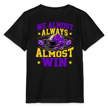 Wir gewinnen fast immer – lila und goldener Fan - Stanley/Stella Kinder T-Shirt MINI CREATOR  - Schwarz - Vorne - Mikhail (115cm)