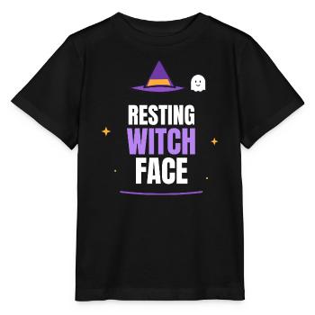 Resting Witch Face Halloween Witch Hat Ghost Funny - Stanley/Stella Kinder T-Shirt MINI CREATOR  - Schwarz - Vorne - Mikhail (115cm)