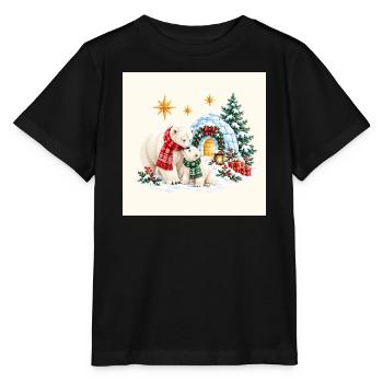 Eisbär-Familie Weihnachtsiglu - Stanley/Stella Kinder T-Shirt MINI CREATOR  - Schwarz - Vorne - Mikhail (115cm)