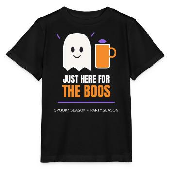 Just Here for the Boos Funny Halloween Ghost - Stanley/Stella Kinder T-Shirt MINI CREATOR  - Schwarz - Vorne - Mikhail (115cm)