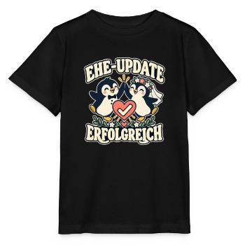 Ehe-Update erfolgreich – Pinguine Hochzeit - Stanley/Stella Kinder T-Shirt MINI CREATOR  - Schwarz - Vorne - Mikhail (115cm)