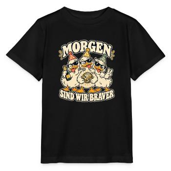 Morgen sind wir braver – Enten JGA Party - Stanley/Stella Kinder T-Shirt MINI CREATOR  - Schwarz - Vorne - Mikhail (115cm)