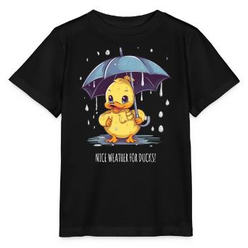  Lustige Ente im Regen – Nice Weather - Stanley/Stella Kinder T-Shirt MINI CREATOR  - Schwarz - Vorne - Mikhail (115cm)