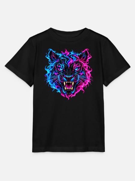 Elektrischer Neon-Tiger - Stanley/Stella Kinder T-Shirt MINI CREATOR  - Schwarz