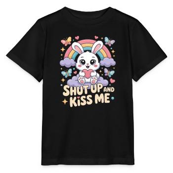 Shut Up And Kiss Me Küss Mich Einfach Valentinstag - Stanley/Stella Kinder T-Shirt MINI CREATOR  - Schwarz - Vorne - Mikhail (115cm)