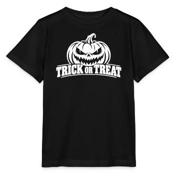 Gruseliger Kürbis Trick or Treat - Stanley/Stella Kinder T-Shirt MINI CREATOR  - Schwarz - Vorne - Mikhail (115cm)