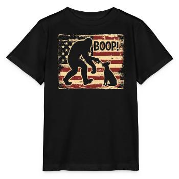 American Flag Bigfoot Yeti Boop The Snoot Dog Humo - Stanley/Stella Kinder T-Shirt MINI CREATOR  - Schwarz - Vorne - Mikhail (115cm)