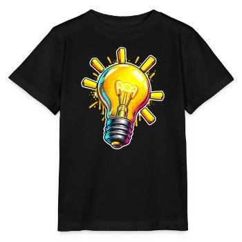 Farbenfrohe Ideen-Glühbirne - Stanley/Stella Kinder T-Shirt MINI CREATOR  - Schwarz - Vorne - Mikhail (115cm)