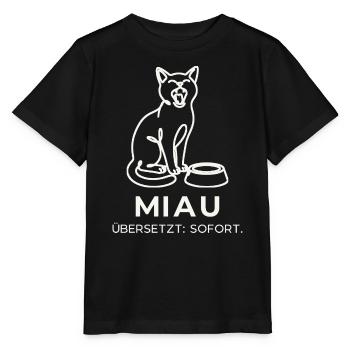 Miau Übersetzt Sofort – Katze Strichzeichnung - Stanley/Stella Kinder T-Shirt MINI CREATOR  - Schwarz - Vorne - Mikhail (115cm)