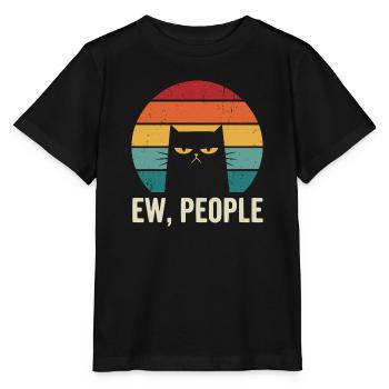 Ew People Retro Cat - Stanley/Stella Kinder T-Shirt MINI CREATOR  - Schwarz - Vorne - Mikhail (115cm)