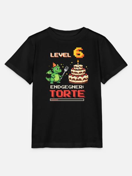 Level 6 Geburtstag - Endgegner Torte Videospiel - Stanley/Stella Kinder T-Shirt MINI CREATOR  - Schwarz