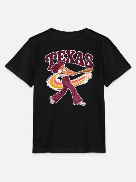 Texas Retro Baseball Dame Illustration - Stanley/Stella Kinder T-Shirt MINI CREATOR - Schwarz