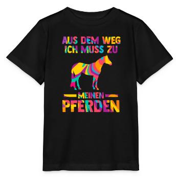 Reiten Pferd Pferdesport Geschenk - Stanley/Stella Kinder T-Shirt MINI CREATOR  - Schwarz - Vorne - Mikhail (115cm)