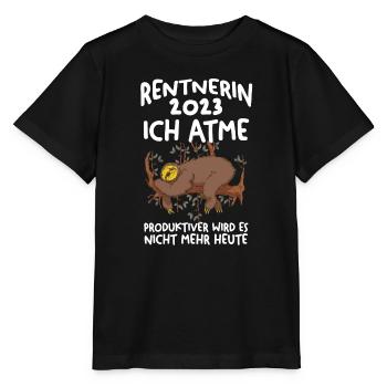 Rentnerin 2023 Faultier Rentnerin Geschenk - Stanley/Stella Kinder T-Shirt MINI CREATOR  - Schwarz - Vorne - Mikhail (115cm)