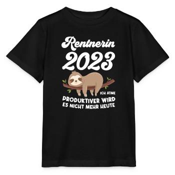 Rentnerin 2023 Faultier Rentnerin Geschenk - Stanley/Stella Kinder T-Shirt MINI CREATOR  - Schwarz - Vorne - Mikhail (115cm)