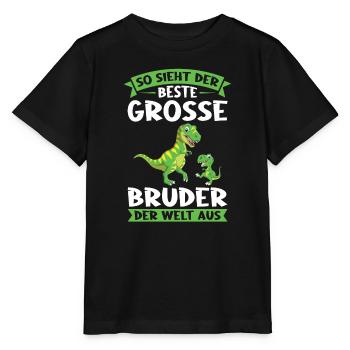 Großer Bruder Dinosaurier Grosser Bruder Geschenk - Stanley/Stella Kinder T-Shirt MINI CREATOR  - Schwarz - Vorne - Mikhail (115cm)