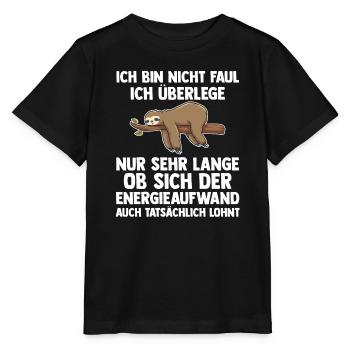 Faultier Faul Fauler Geschenk - Stanley/Stella Kinder T-Shirt MINI CREATOR  - Schwarz - Vorne - Mikhail (115cm)