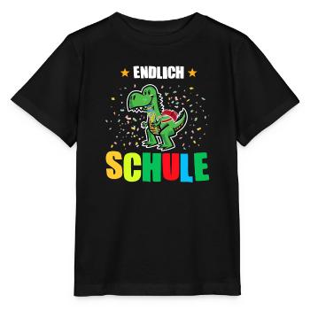 Schulkind Dino Schulbeginn Geschenk - Stanley/Stella Kinder T-Shirt MINI CREATOR  - Schwarz - Vorne - Mikhail (115cm)
