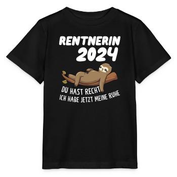 Rentnerin 2024 Faultier Rentnerin Geschenk - Stanley/Stella Kinder T-Shirt MINI CREATOR  - Schwarz - Vorne - Mikhail (115cm)