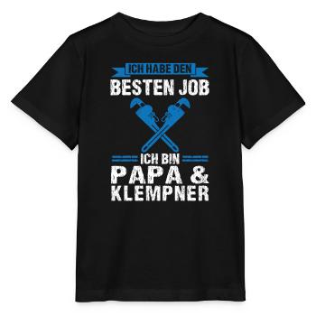 Papa Klempner Sanitär Geschenk - Stanley/Stella Kinder T-Shirt MINI CREATOR  - Schwarz - Vorne - Mikhail (115cm)