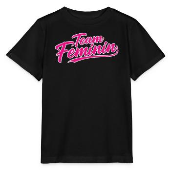 Team Feminin – Pink Girl Power Statement Design - Stanley/Stella Kinder T-Shirt MINI CREATOR  - Schwarz - Vorne - Mikhail (115cm)
