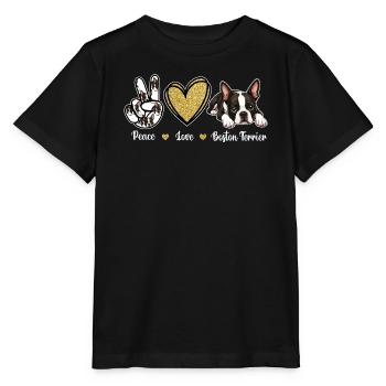 Peace Love Boston Terrier Maman Rétro de Chien - T-shirt bio MINI CREATOR Stanley/Stella Enfant - noir - Devant - Mikhail (115cm)