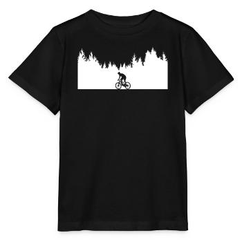 Fahrrad-_Mountainbike-_Wald - Stanley/Stella Kinder T-Shirt MINI CREATOR  - Schwarz - Vorne - Mikhail (115cm)