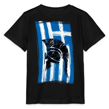 Hinweis Griechenland Helm Sparta - Stanley/Stella Kinder T-Shirt MINI CREATOR  - Schwarz - Vorne - Mikhail (115cm)