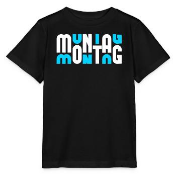 Motif Monday Blanc/Cyan - T-shirt bio MINI CREATOR Stanley/Stella Enfant - noir - Devant - Mikhail (115cm)