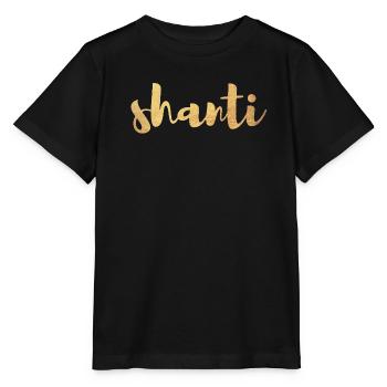Shanti Gold Tranquillité Yoga Paix om Namaste Bouddhisme - T-shirt bio MINI CREATOR Stanley/Stella Enfant - noir - Devant - Mikhail (115cm)