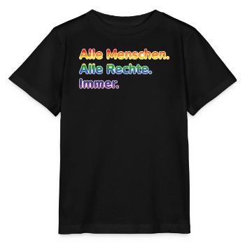 All people. All rights reserved. Always. – Pride Stateme - Stanley/Stella MINI CREATOR Kids’ T-Shirt - black - Front - Mikhail (115cm)