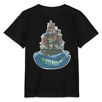 Whale ship - sailing ship - Stanley/Stella MINI CREATOR Kids’ T-Shirt - black - Front - Mikhail (115cm)