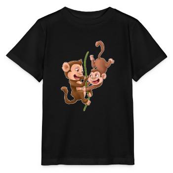 Câlin de famille de singe - T-shirt bio MINI CREATOR Stanley/Stella Enfant - noir - Devant - Mikhail (115cm)