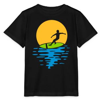 Abend Sonne Surfer - Stanley/Stella Kinder T-Shirt MINI CREATOR  - Schwarz - Vorne - Mikhail (115cm)