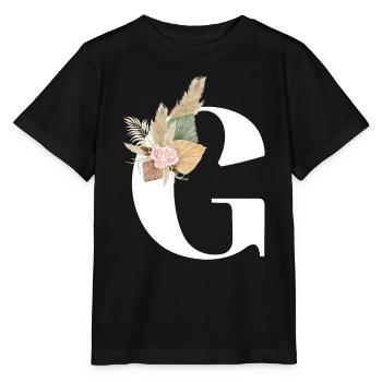 Buchstabe G blumig - Stanley/Stella Kinder T-Shirt MINI CREATOR  - Schwarz - Vorne - Mikhail (115cm)