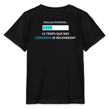 Veuillez patienter mes conneries se rechargent - T-shirt bio MINI CREATOR Stanley/Stella Enfant - noir - Devant - Mikhail (115cm)