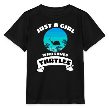 Animal Lovers Ocean Animal Girl Retro Turtle - Stanley/Stella MINI CREATOR Kids’ T-Shirt - black - Front - Mikhail (115cm)