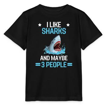 Ocean Animal Predator Sea Animal Gift Shark - Stanley/Stella MINI CREATOR Kids’ T-Shirt - black - Front - Mikhail (115cm)